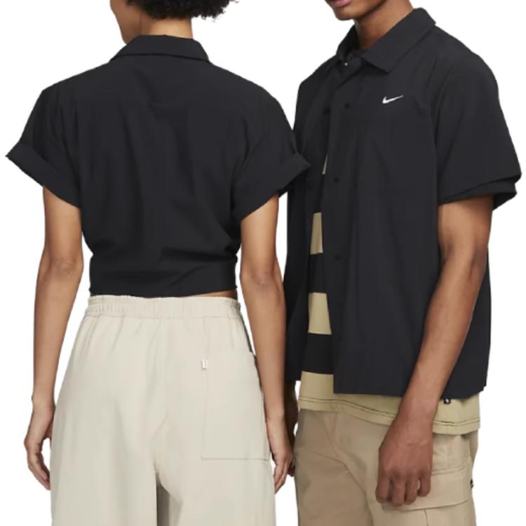 Nike SB Shirts Unisex Black Lapel Moderate Shirt DV9074-010