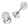 Pt900 Platinum 4mm Stud Earrings with April Birthstone Cubic Zirconia (Pair)