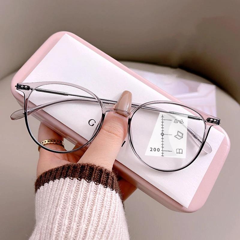 Роскошные мультифокальные очки для ближнего и дальнего зрения унисекс, очки для чтения с защитой от синего света, диоптрии для женщин и мужчин, сверхлегкие очки для дальнозоркости от 0 до +4,0