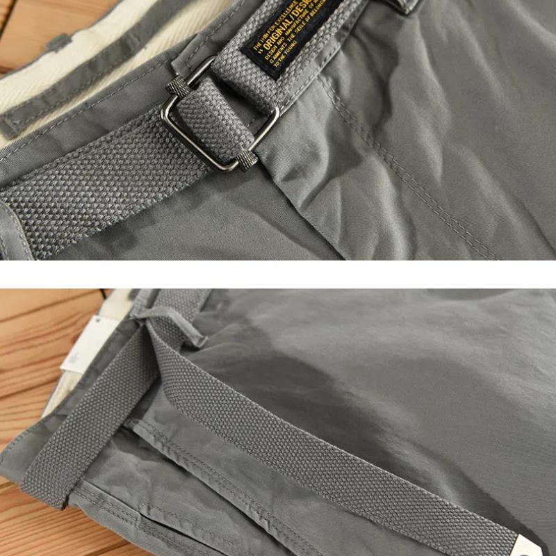 Spring and Autumn Men's Pants Japanese Style Cargo Pants Causal Cotton Soft and Comfortable Baggy Khaki Pant with Belt