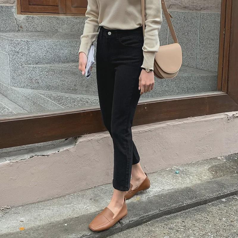 Women's High Waist Slim Black Cigarette Jeans - Spring & Autumn 2024 Harem Style
