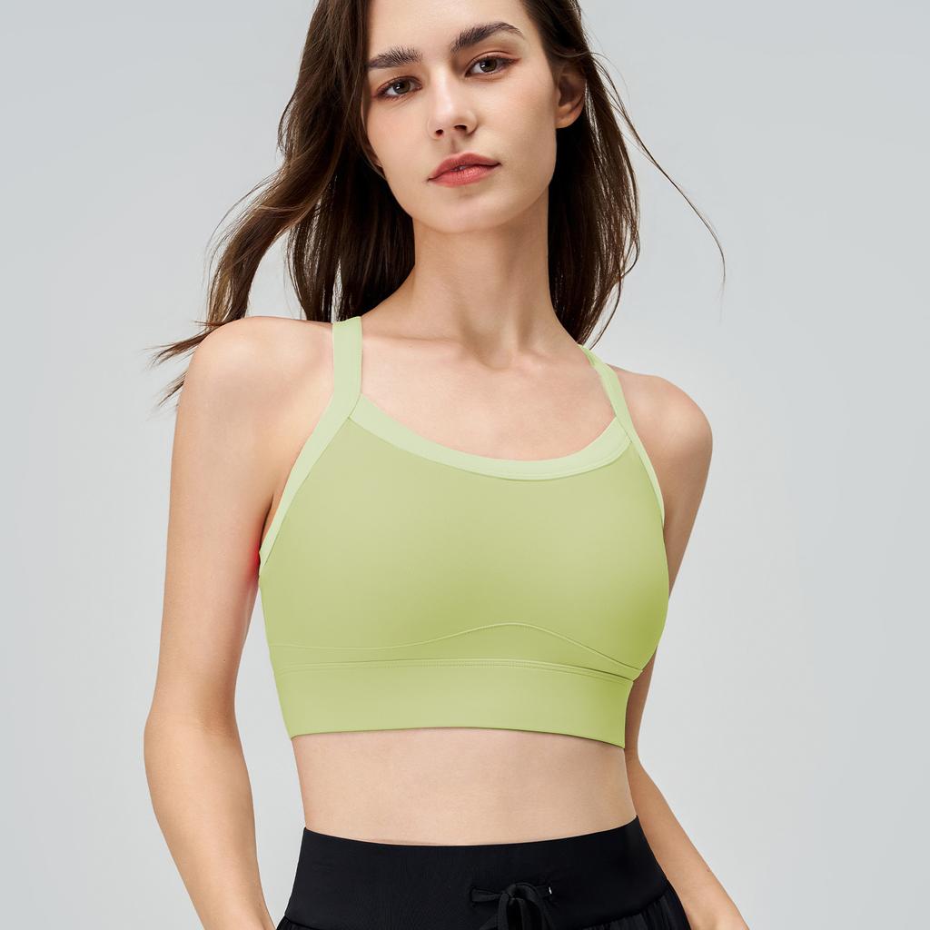 Женский летний двухцветный спортивный бюстгальтер для йоги, цельный противоударный жилет для йоги с перекрестными бретелями на спине