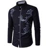 Spring Autumn Men's Lapel Floral Pattern Shirt Fashion Print Long Sleeve Men Shirts
