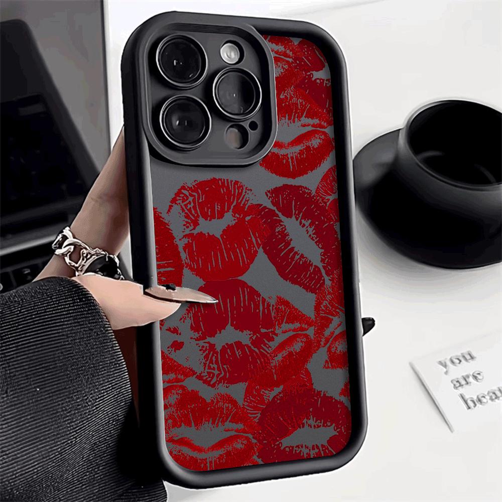 Чехол для телефона Xiaomi Redmi Note 14 13 12 11 10 9 8 7 Pro с принтом от поцелуев красной помадой, противоударный, нескользящий, из мягкого ТПУ