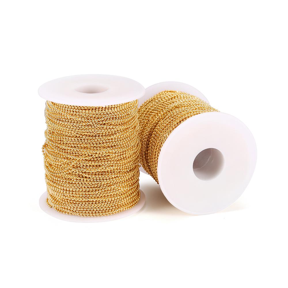 5m/lot 1.5 2 2.3mm Gold Color Copper Faced Ball Bead Chains Round Beads Chains for DIY Jewelry Making Necklace Bracelet