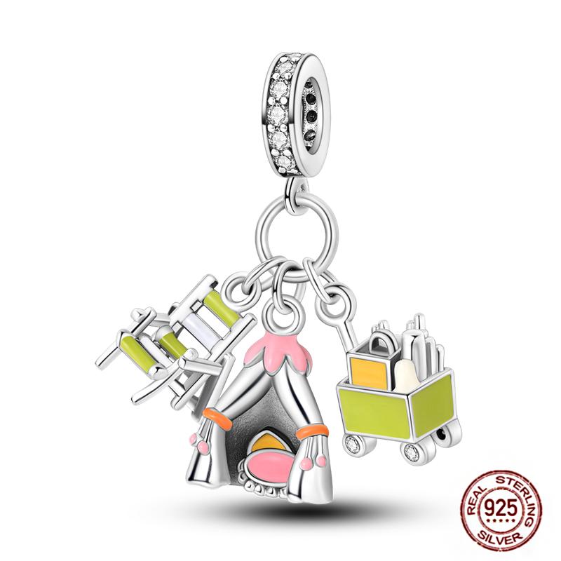 Ежедневные статьи Медные розовые парфюмерные шармы Камера Гантель Смарт-часы Бусины Подходят для оригинальных браслетов DIY Ювелирный подарок