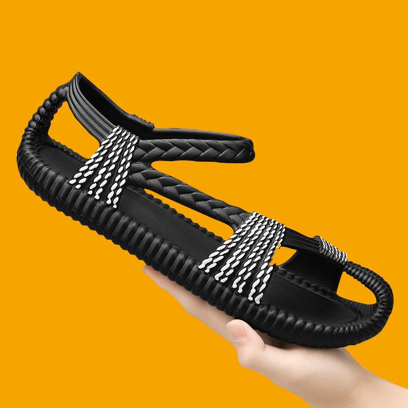 Сандалии мужские соломенные тапочки уличные сандалии большого размера ретро комбинезоны мужские туфли дырявые туфли