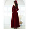 2025 Wine Red Short Sleeve Wedding & Evening Dress - Women's High-End Spring/Summer Bridal & Homecoming Attire