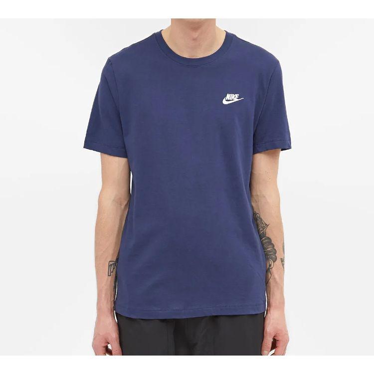 Nike Винтажная футболка с вышитым логотипом Swoosh, мужская, с коротким рукавом, топы, военно-синяя AR4997-410