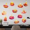 12 Pcs Diwali Festival Sticker Lotus Tealight Candle Holder Sticker Artificial Lotus Flower Labels for Indian Decor Diwali Puja Party Supplies