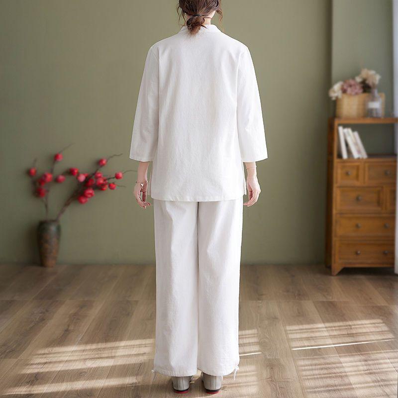 Cotton And Linen Women's Clothing Suit Chinese Style Traditional Clothing Two-piece Set