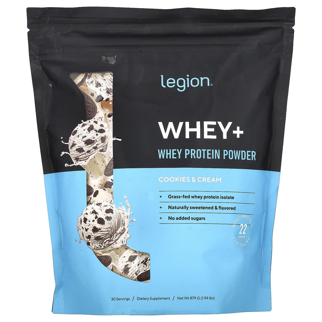 Legion Athletics Whey+, Whey Protein Powder, Cookies and Cream, 1.94 Lbs (879 G)