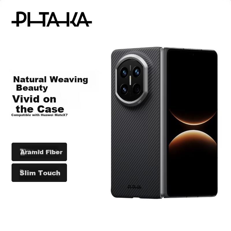 Huawei X7 Case Mate X7 Collector's Edition Kevlar Magnetic Fast Charging Slim Natural Woven Skin Feel Naked Carbon Fiber Texture Unisex Black Gray