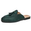 Summer Men Suede Half Loafers Fashion Tassel Breathable Slippers Man Outdoor Lightweight Mules Cool Half Shoes for Man Leather