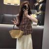 Женская шикарная французская клетчатая блузка без рукавов 2025
