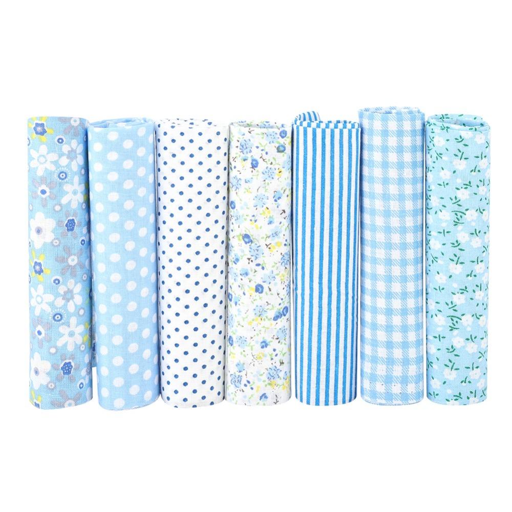 7Pcs Blue floral pattern Fabric Bundle Quilting Fabric Hand quilt production