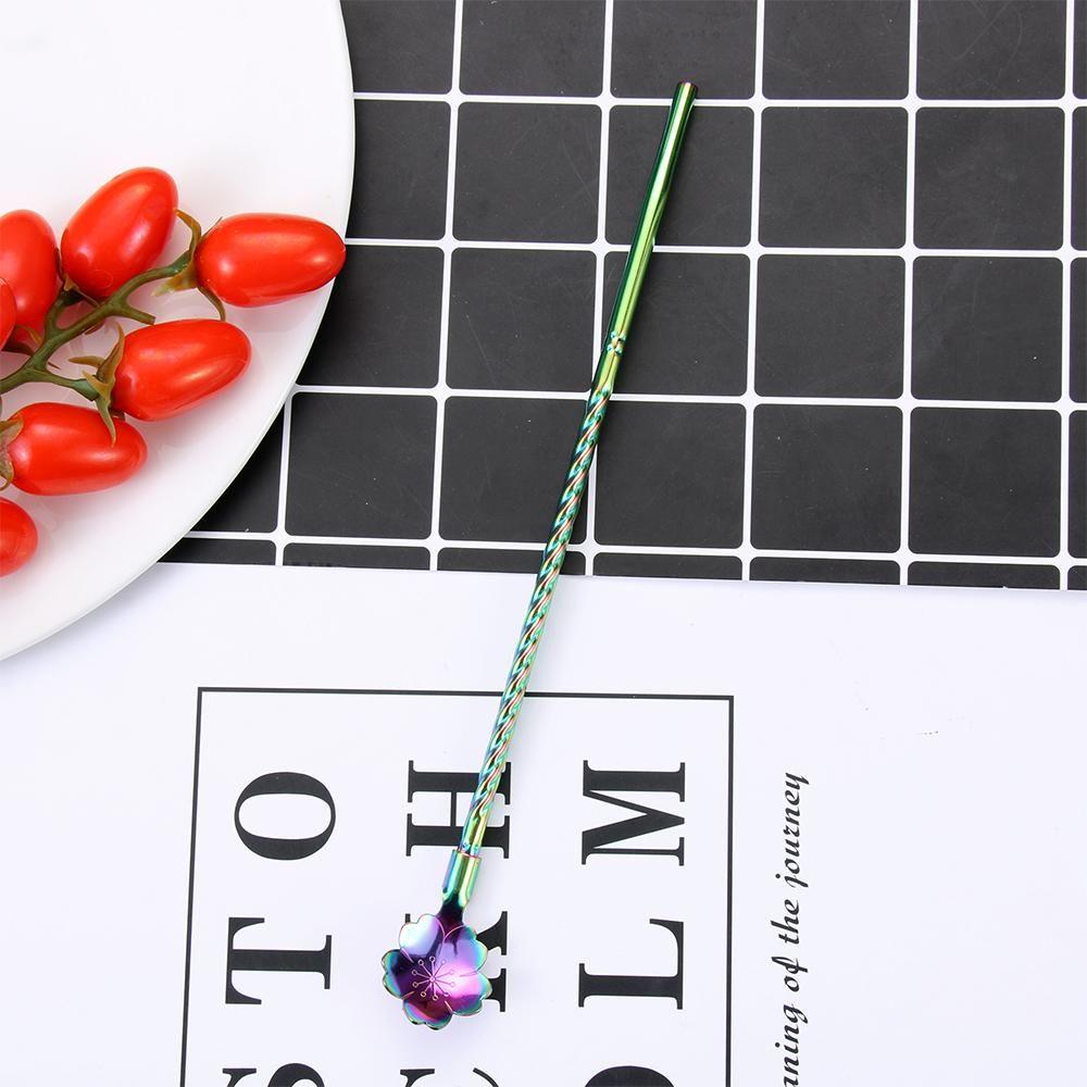 Вечеринка Нержавеющая сталь Многоразовая ложка для чая Нержавеющие кофейные ложки Соломинка для питья Соломинки Ложка