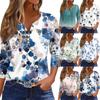 Women's T Shirt Print Button 3/4 Sleeve Daily Weekend Fashion Basic V- Neck Regular Top