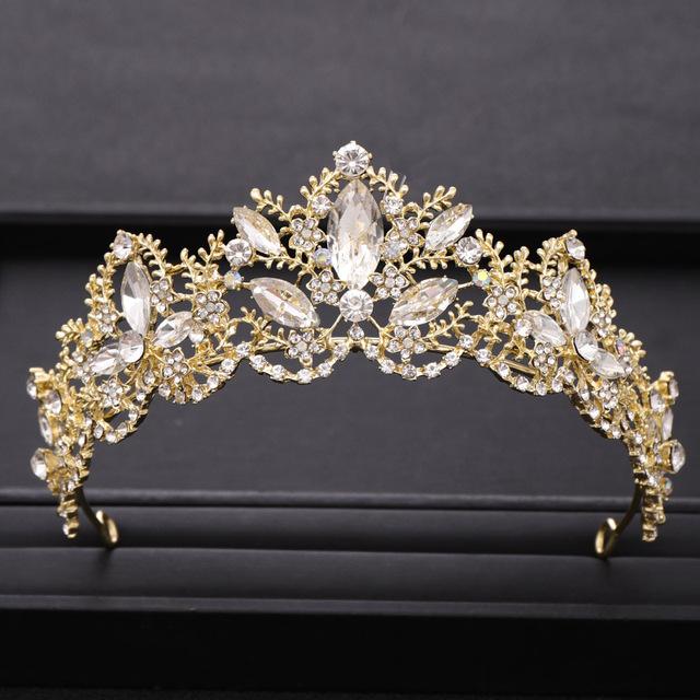 Trendy Bridal Hair Accessories Silver Color Crown Headdress Baroque Rhinestone Crystal Wedding Tiara Hair Jewellery Accessories