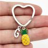 26 Letters Initial Pineapple Keychain Heart Keyring Pineapple Pendant Jewelry Fruit Charms Best Friends Keychain Gifts