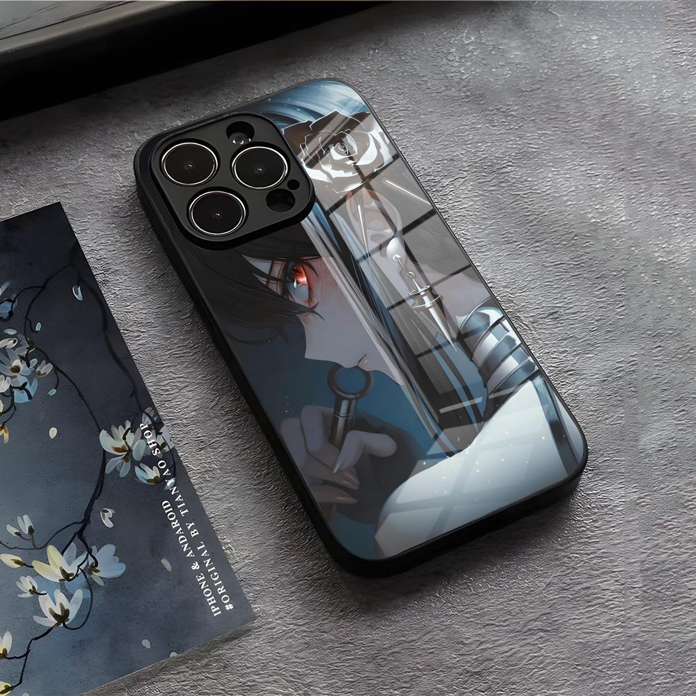 Чехол для телефона Yor F-Forger для iPhone 17 Air 16 E Pro Max 15 14 13 Mini 12 Pro 11 Max Plus Черная стеклянная крышка