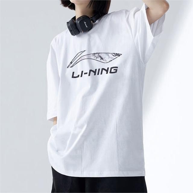 Li-Ning Футболка унисекс с коротким рукавом и круглым вырезом, с принтом большого логотипа серии Sport Fashion YHST165-1