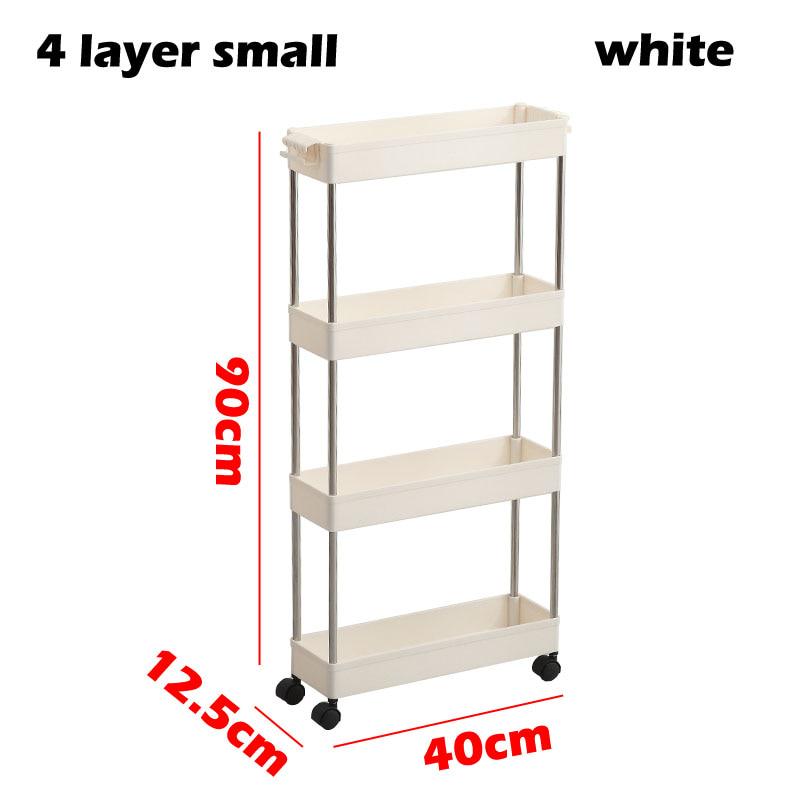 3/4 Layer Kitchen Storage Rack Movable Plastic Bathroom Shelf Wheels Space Saving Organizer ARI