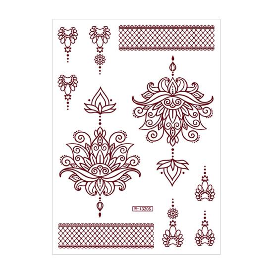 Red Henna Tattoo Kit, Waterproof Henna Tattoos Stickers, Temporary Tattoo Stickers for Women Wedding Party Festival Decorations