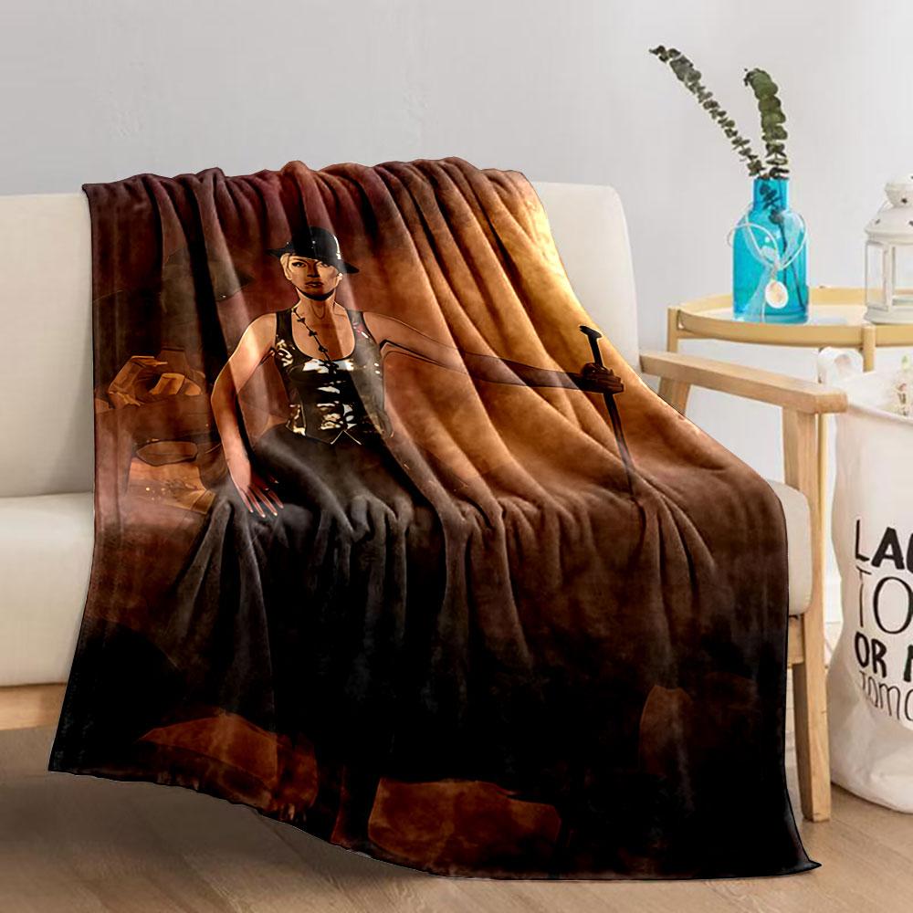 Vintage Style Woman with Cane for all seasons blanket lunch break throw gift