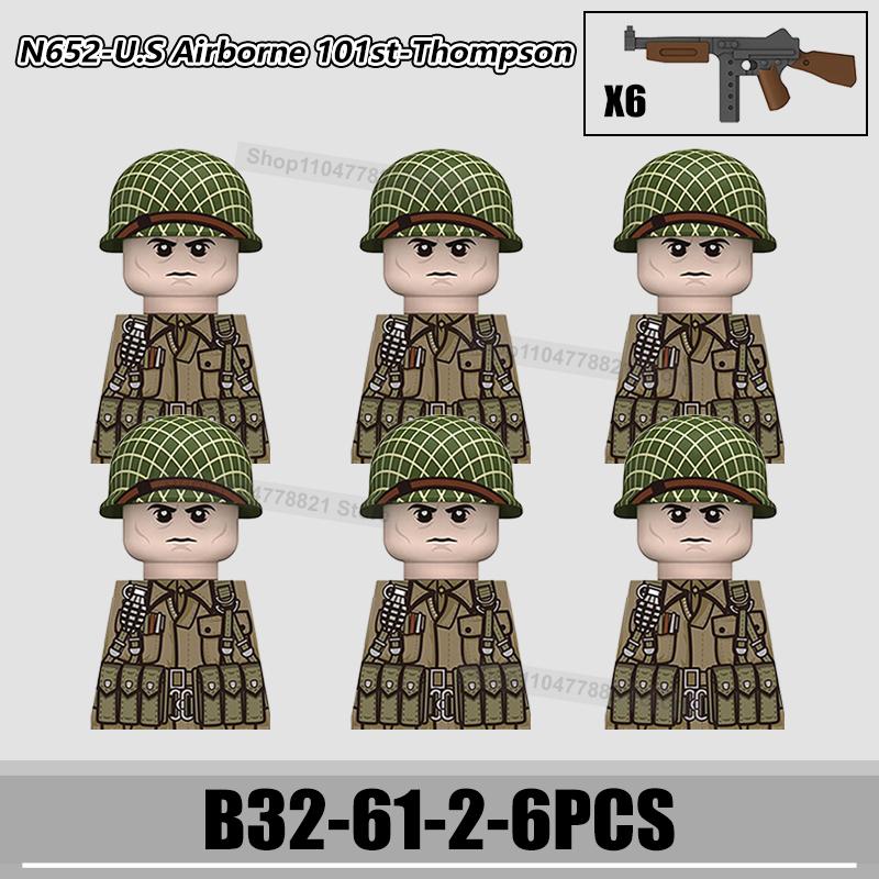 WW2 US Rangers 101 Airborne Soldier Figures Building Blocks Military Army Infantry Gear Helmet Rifle Guns BAR Bricks Toy Gifts