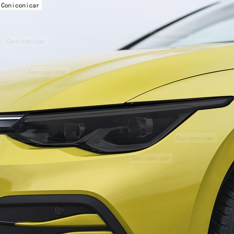 For Volkswagen VW GOLF 8 MK8 2020-2023 2022 Car Headlight Black TPU Protective Cover Film Front Light Tint Change Color Sticker