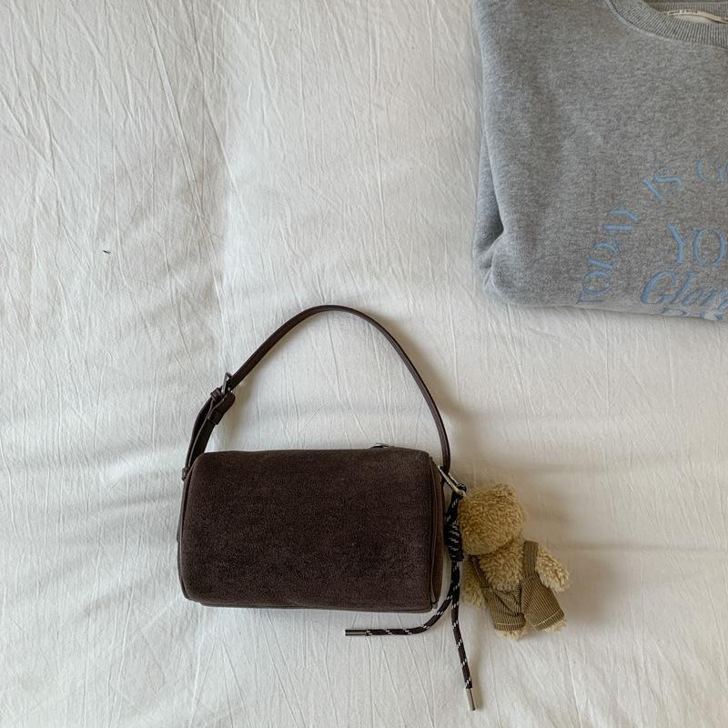Ретро замшевая простая сумка-пельмень под мышкой, ручная маленькая квадратная сумка для поездок на работу, одноплечная сумка кроссбоди