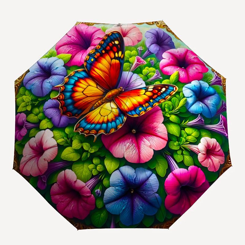 1pc Butterfly Garden Decor Folding Umbrella | Elegant Design, Fashionable Accessory, Durable Construction, Sturdy Ribs yy251107053