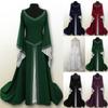 Vintage Gothic Dress Cosplay Costumes Autumn Winter Long Sleeve Medieval Witch Long Dress Halloween Costumes