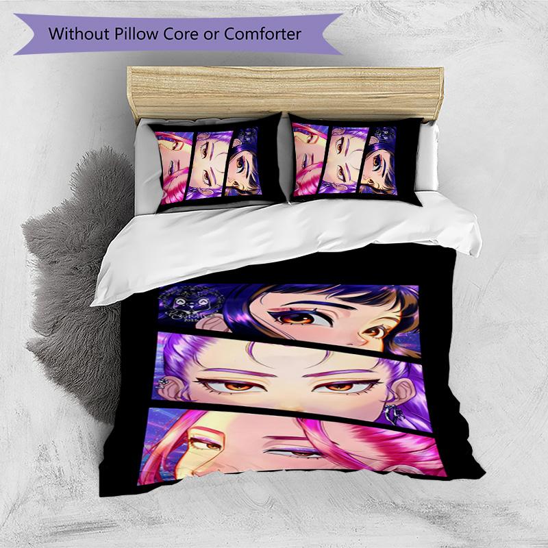 Kpop Demon Hunters Pattern Printed 3PCS Bedding Set, Soft Skin-Friendly Washable Duvet Cover & Pillowcases Set