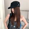 Leopard Print Rivet Flat Top Hat Cotton Equestrian Hat Casual Beret  Girl