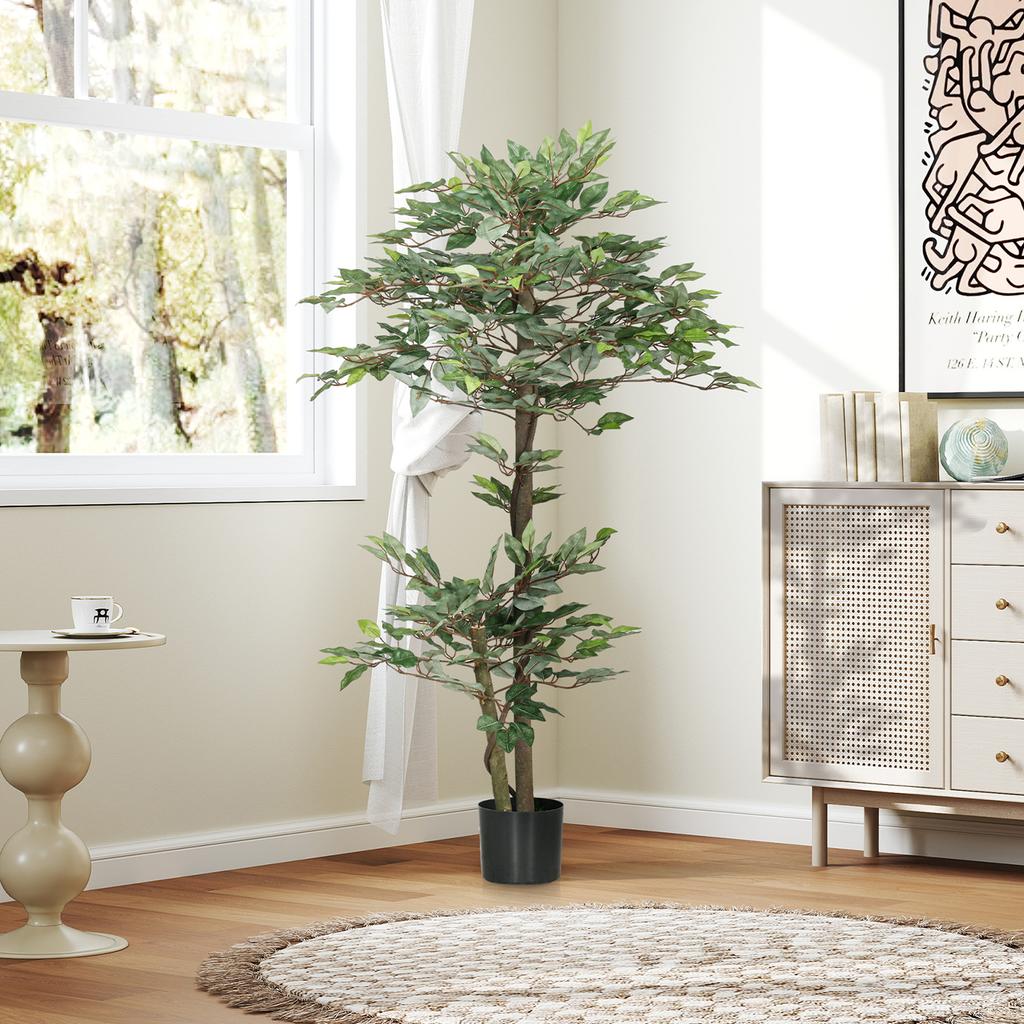 Artificial Tree Artificial Plant Ficus Height 1.5 M Trunk Branches Vine Lichen Leaves Great Realism Pot Included