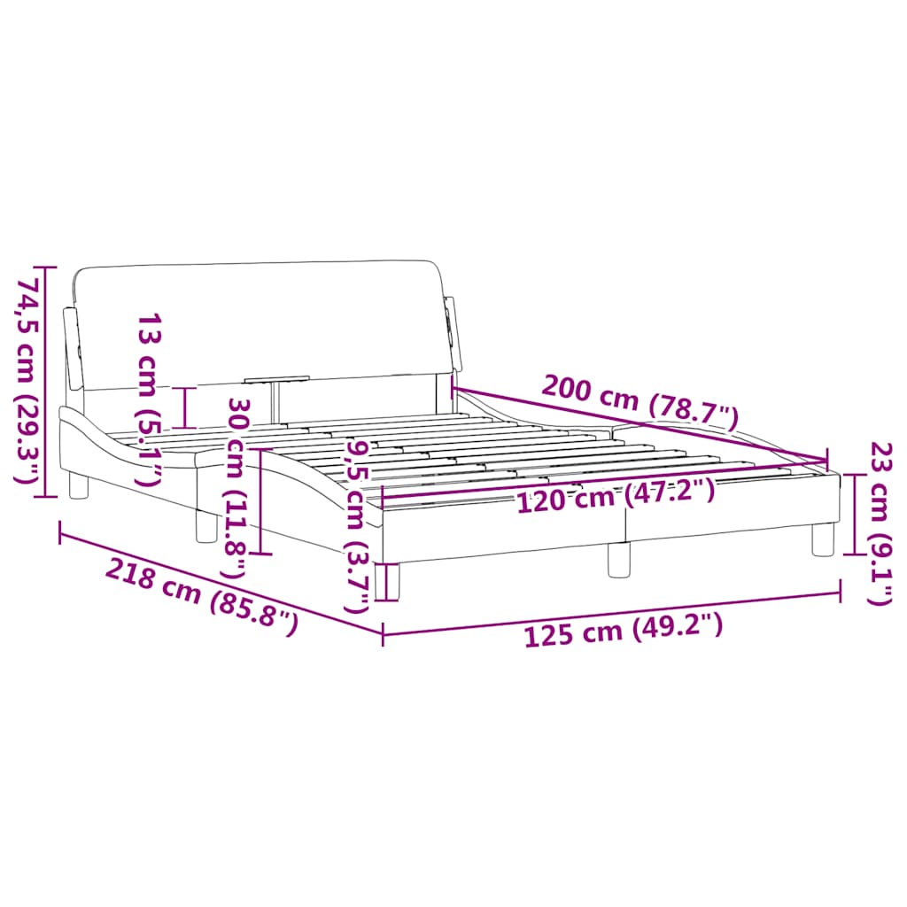 Bed Frame Dover Grey 120x200 cm Artificial Leather