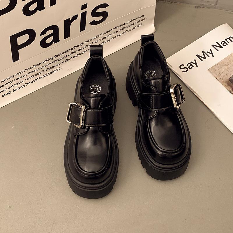 Black Retro Versatile British Style Platform Small Leather Shoes Women's 2025 New Autumn and Winter Skirt Mary Jane Single Shoes