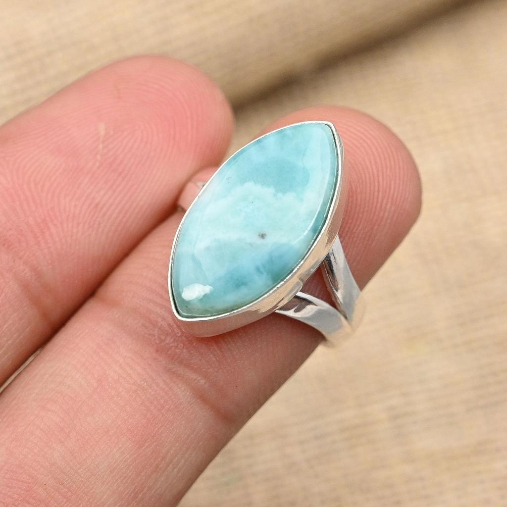 Ювелирные изделия из стерлингового серебра 925 пробы с драгоценным камнем Ларимар ручной работы ко Дню памяти