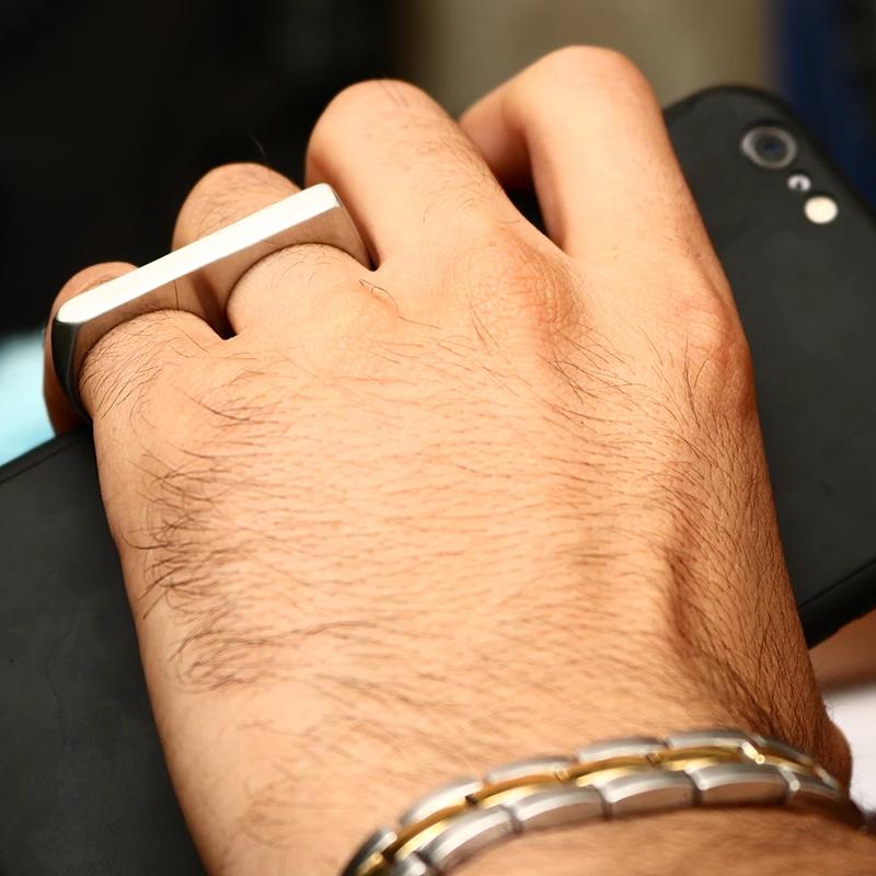 MSX Панк Кольцо на два пальца из нержавеющей стали Цвет Черное Золото Титановое Мужское Кольцо Модные Кольца на Фаланги Для Мужчин Украшения