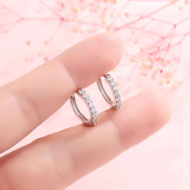 Серьги-кольца с бриллиантами из серебра S925 для женщин, элегантные, модные, каффы, ювелирные изделия