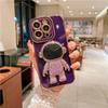 Luxury Space Astronaut Holder Phone Case For iPhone 11 12 13 14 Pro Max X XR XS Cute Plating Bumper On 7 8 Plus SE23 Stand Cover
