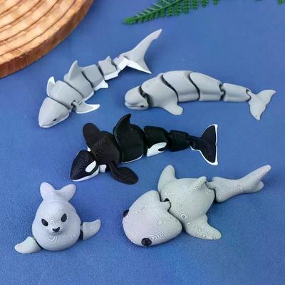 3D-печатная маленькая гибкая игрушка-симулятор акулы, косатки для суставов животных, украшение для дома, идеальный подарок для друзей, семьи