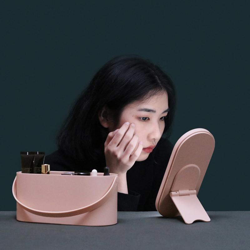 Newly Ladies Portable Makeup Case Box with LED Lighted Mirror Cosmetic Storage Organizer for Travel Maquillajes Para Mujer