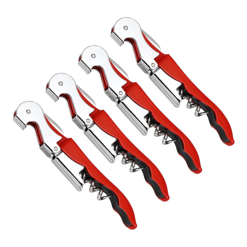 2/4Pcs Professional Waiters Corkscrew Stainless Steel Wine Key with Ergonomic Wood Grip Beer Bottle Opener and Foil Cutter