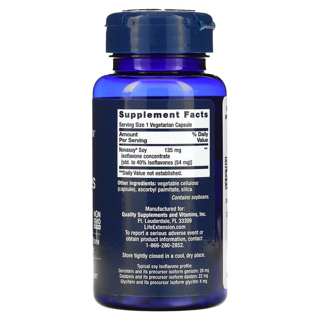 Life Extension, soy isoflavone, strong absorption into the body, 30 vegetable capsules