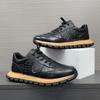 High-end Men's Real Cow Leather Casual Shoes Fashion European 2024 Autumn Winter Luxury Elegant Solid Color Black Sneakers