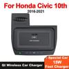 15 Вт автомобильное беспроводное зарядное устройство мобильный телефон быстрая зарядка держатель пластина аксессуары для Honda CIVIC 10th 10gen 2016-2021