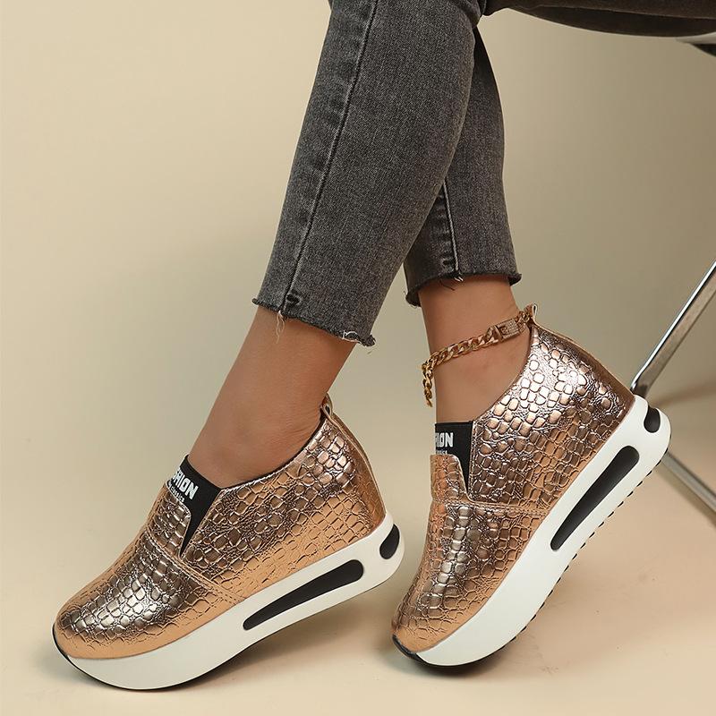 European and American Casual Shallow Mouth Single Shoes 2024 Autumn New High Rise Vulcanized Sports Women's Single Shoes Trafza